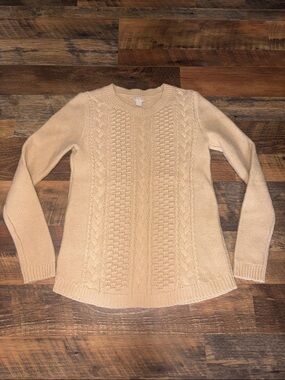 J. Crew Cable-Knit Crewneck Sweater - Cream/Tan